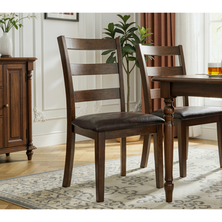 Sunvega Transitional Walnut and Dark Brown Finish 5-Piece Dining Table Set with Wooden Top