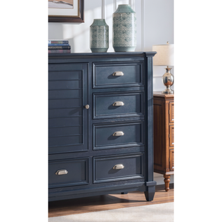 Sunvega Transitional Slate Blue Armoire with Nickel Knobs and Ball Bearing Glides