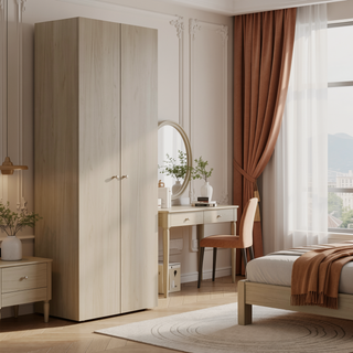 Sunvega Modern Armoire with 2 Doors and 4 Internal Shelves for Bedroom Storage