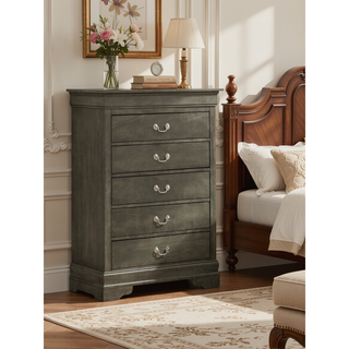 Sunvega Traditional Gray Storage Chest with Timeless Style and Durable Craftsmanship