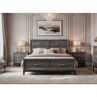 Sunvega Contemporary Gray Finish Wooden Dresser with Six Storage Drawers