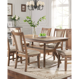 Sunvega Modern Natural Tone Dining Table with Open Lower Shelf for Kitchen