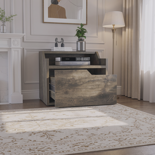 Sunvega Floating Nightstand with Spacious Drawer and Two-Tier Top for Bedroom Storage