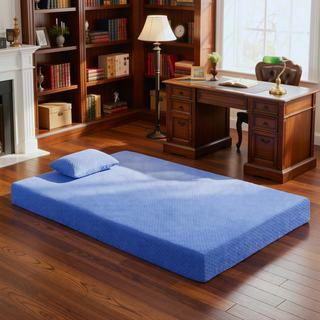 Sunvega 7inch Twin Mattress and Pillow Set with Gel-Infused Memory Foam in Blue