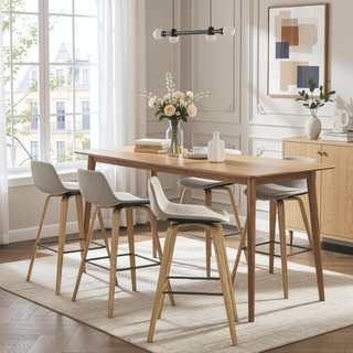 Sunvega Mid-Century Modern Bentwood Counter Bar Height Stool Set of 2