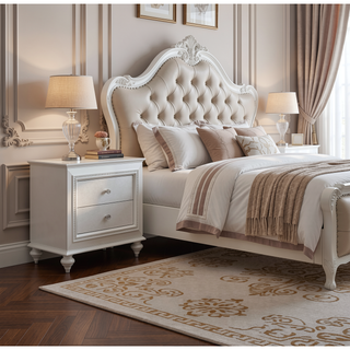 Sunvega Champagne 2-Drawer Nightstand with Sparkling Trim and Felt-Lined Storage