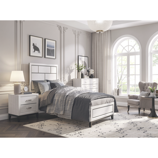 Sunvega Modern Contemporary White Finish Wooden Nightstand with 2 Dovetail Drawers