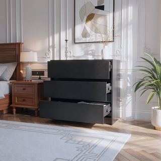 Sunvega White 3-Drawer Dresser with Metal Rails for Effortless Quiet Movement