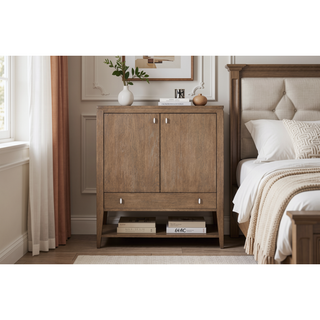 Sunvega Toffee Wood Cabinet with Soft-Close Hinges and Drawers