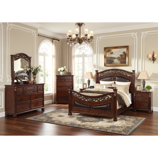 Sunvega Traditional Style Cherry Finish Nightstand with 2 Knob Drawers
