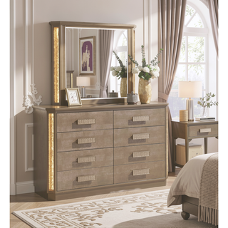 Sunvega Medusa Dresser with Wood Gold Finish and Six Drawers for Bedroom