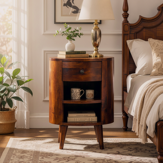 Sunvega Timeless Elegance Solid Wood Cortez Nightstand with Chestnut Finish