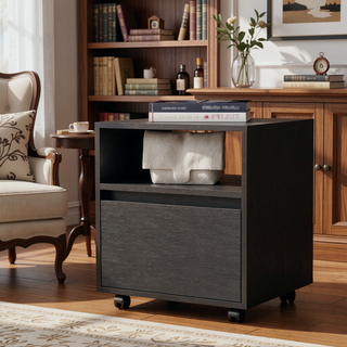 Sunvega White 1-Drawer Nightstand with Smooth Rolling Casters and Spacious Top Surface
