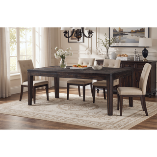 Sunvega Antique Charcoal Dining Table with Expandable Leaf for Eight Guests