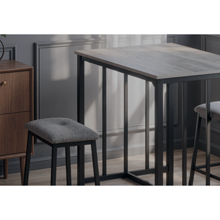 Sunvega 3 Piece Bistro Set with Grey Laminate Top and Black Metal Legs