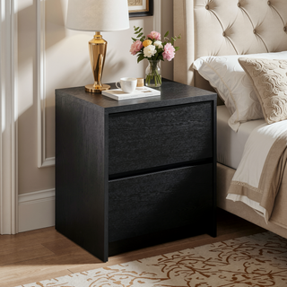 Sunvega Mango Wood Grain Nightstand with Motion Sensor LED Lights and USB Outlets