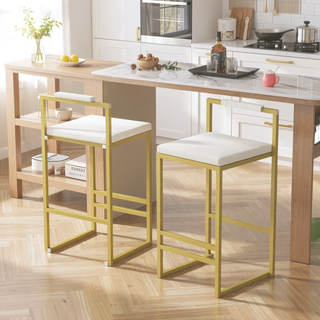 Sunvega Upholstered Velvet Bar Stools Set of 2 with Slim Metal Legs for Kitchen Counter