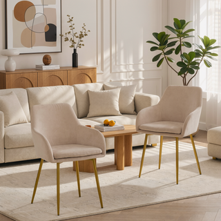 Sunvega Modern Velvet Dining Chairs with Gold Metal Legs for Kitchen and Dining Room