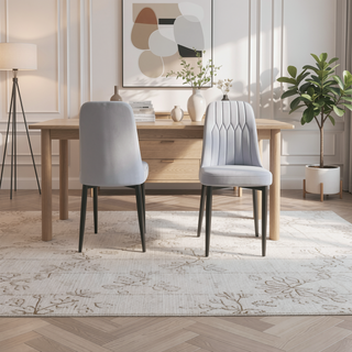 Sunvega Modern PU Leather Dining Chairs with Thick Soft Cushions and Black Metal Legs