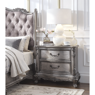 Sunvega Traditional Luxury Nightstand with 2 Drawers in Cherry Oak Finish