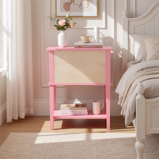 Sunvega Elegant Contemporary Nightstand with Open Shelf for Compact Storage