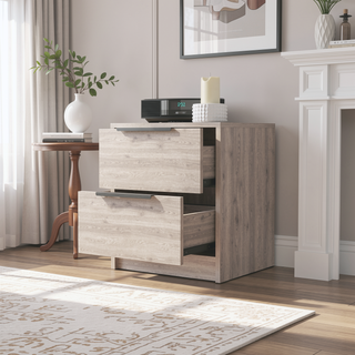 Sunvega Modern 18 Inch High Nightstand with Two Large Storage Drawers
