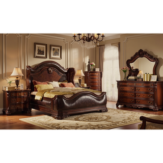 Sunvega Traditional Dark Walnut Wood Dresser with Nine Spacious Drawers