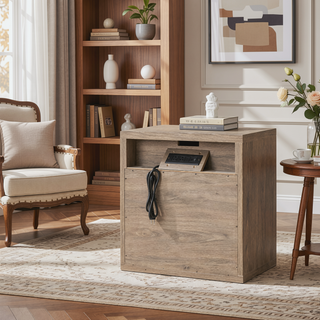 Sunvega Large Modern Nightstand with Drawer and Open Compartment for Bedroom