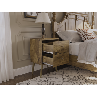 Sunvega Modern White and Brown Nightstand with 2 Drawers for Bedroom