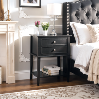 Sunvega Elegant Contemporary Nightstand with Open Shelf for Compact Storage