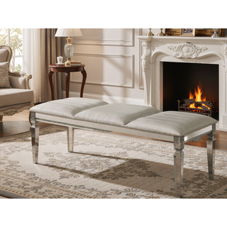 Sunvega Contemporary Nightstand with Felt-lined Drawers and Acrylic Legs in Pearl White