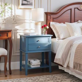 Sunvega Elegant Contemporary Nightstand with Open Shelf for Compact Storage