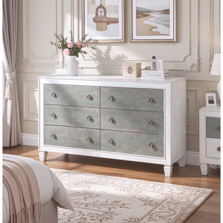 Sunvega Transitional Rustic Gray Weathered White Finish Dresser for Bedroom