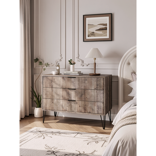 Sunvega Modern Glam Dresser with Gold Metal Handles and Splayed Legs for Bedroom