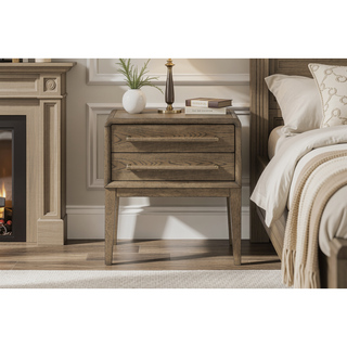 Sunvega Small Nightstand with Two Storage Drawers in Warm Latte Finish