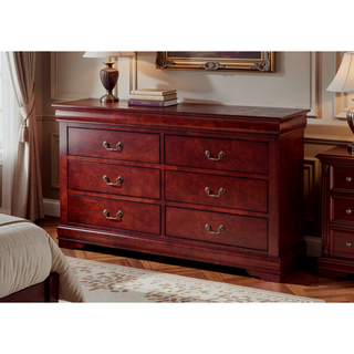 Sunvega Dark Gray Dresser with Six Spacious Drawers and Brushed Nickel Handles