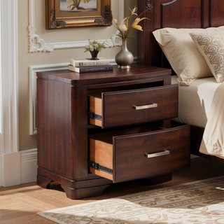 Sunvega White Finish Sleek Design Nightstand with Two Storage Drawers Transitional Style