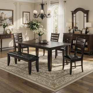 Sunvega Casual Rectangle Dining Table in Rich Cappuccino Finish with Plank-Style Top