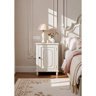 Sunvega Sleek Modern Nightstand with Two Spacious Drawers in Pearl White Finish
