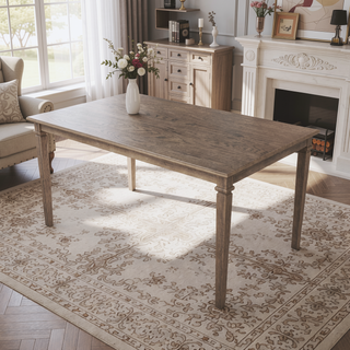 Sunvega Classic Country Style Rubber Wood Dining Table Set with Bench and Chairs