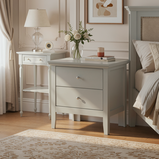 Sunvega Elegant Silver Champagne Nightstand with Two Drawers for Bedroom Storage