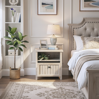 Sunvega Gray Finish Night Stand with Smooth Drawer and Open Shelf