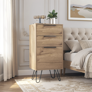 Sunvega Light Oak Dresser with Hairpin Legs and Spacious Top Surface