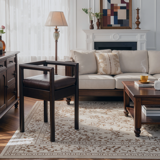 Sunvega Minimalist Solid Wood Gridline Bench with Black Leather Upholstered Frame