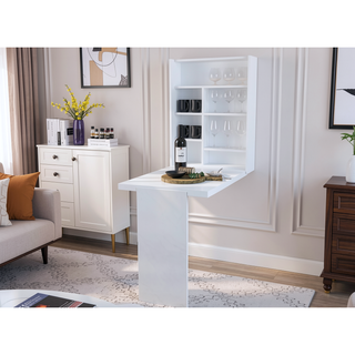 Sunvega Wall Mounted Foldable Table with Base and Seven Shelves