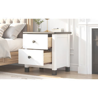 Sunvega Kids Wooden Nightstand with Two Drawers for Bedroom End Table