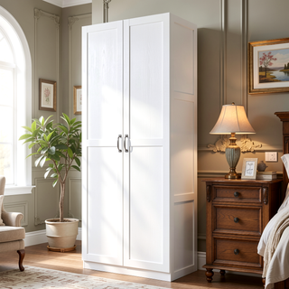 Sunvega Modern Free Standing Wardrobe Closet with 4 Large Adjustable Shelves
