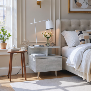 Sunvega Floating Nightstand with Large Drawer and Multiple Shelves for Storage or Decor
