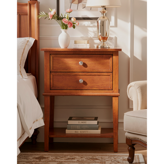Sunvega Elegant Contemporary Nightstand with Open Shelf for Compact Storage