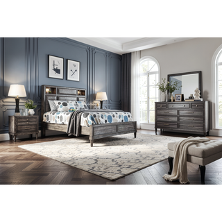 Sunvega Transitional Gray Solid Wood Nightstand with Hidden Drawer and Nickel Knob